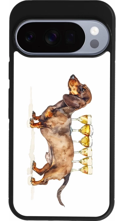 Google Pixel 10 / Pixel 10 Pro Case Hülle - Silikon schwarz Wine Teckel