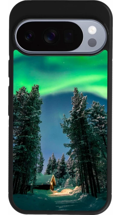 Google Pixel 10 / Pixel 10 Pro Case Hülle - Silikon schwarz Winter 22 Northern Lights