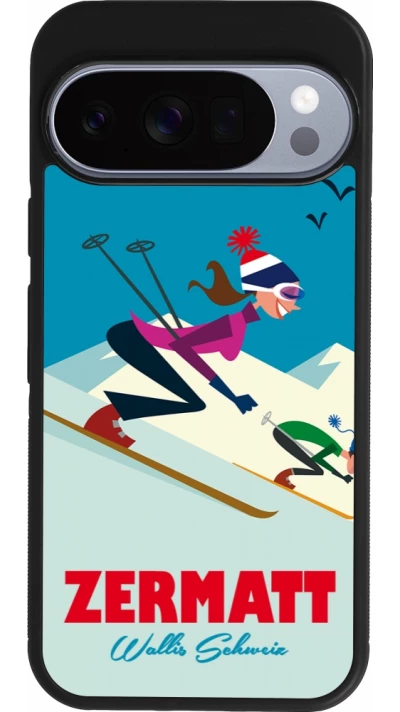 Google Pixel 10 / Pixel 10 Pro Case Hülle - Silikon schwarz Zermatt Ski Downhill