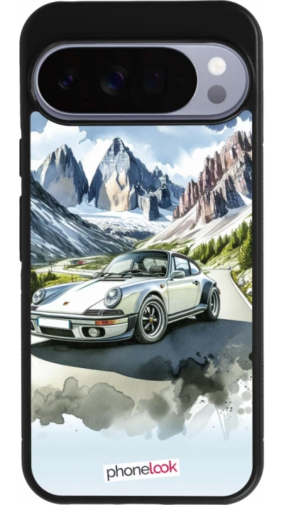 Google Pixel 10 Pro XL Case Hülle - Silikon schwarz Porsche 911 Berg Aquarell