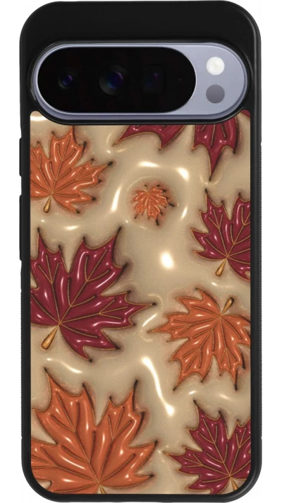 Coque Google Pixel 10 Pro XL - Silicone rigide noir Autumn 26 3D leaves