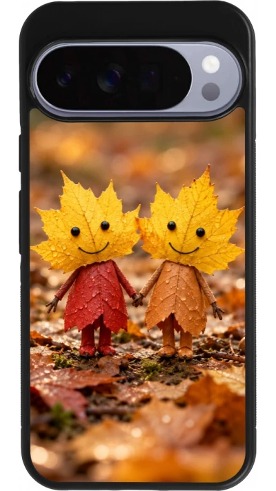 Coque Google Pixel 10 Pro XL - Silicone rigide noir Autumn 26 Couple of leaves