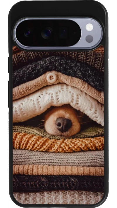 Coque Google Pixel 10 Pro XL - Silicone rigide noir Autumn 26 Dog under the covers