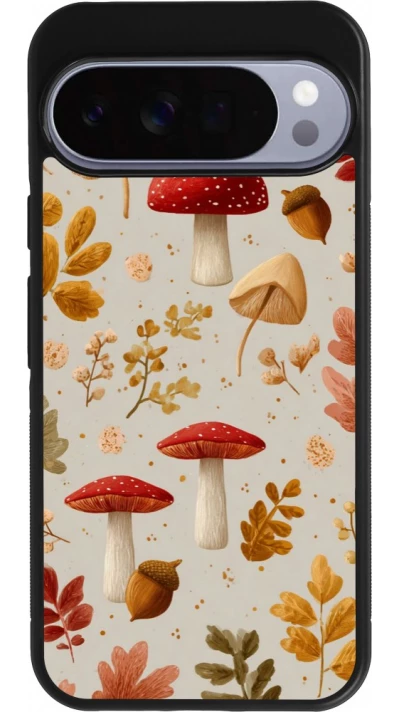 Coque Google Pixel 10 Pro XL - Silicone rigide noir Autumn 26 Mushrooms and leaves