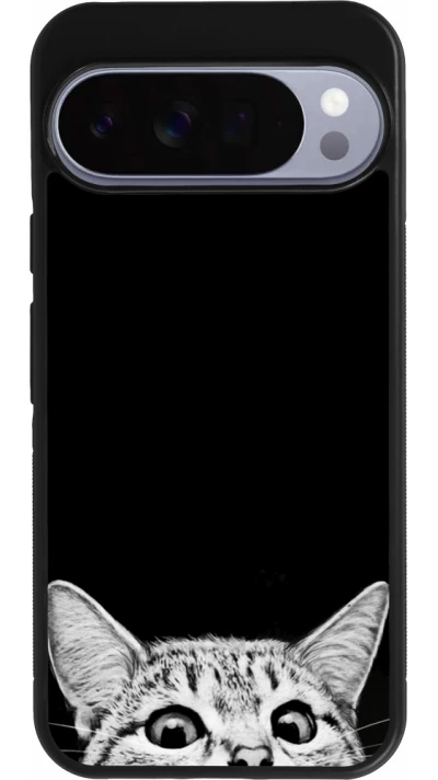 Google Pixel 10 Pro XL Case Hülle - Silikon schwarz Cat Looking Up Black