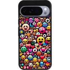 Google Pixel 10 Pro XL Case Hülle - Silikon schwarz Emoji Mix Farbe