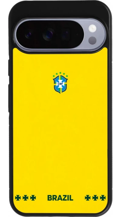 Google Pixel 10 Pro XL Case Hülle - Silikon schwarz Brasilien 2026 personalisierbares Fussballtrikot