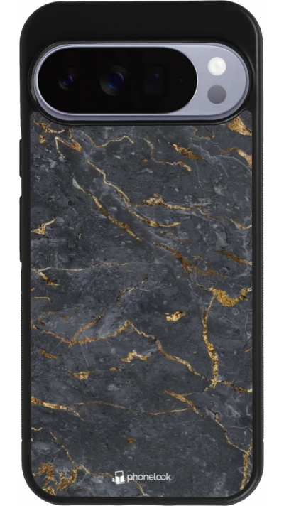 Google Pixel 10 Pro XL Case Hülle - Silikon schwarz Grey Gold Marble