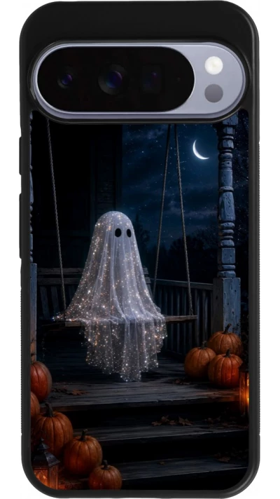 Google Pixel 10 Pro XL Case Hülle - Silikon schwarz Halloween 2026 Ghost on a swing