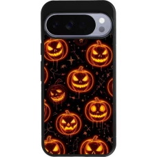 Google Pixel 10 Pro XL Case Hülle - Silikon schwarz Halloween 2026 Pattern Pumpkins