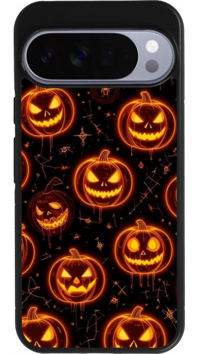 Google Pixel 10 Pro XL Case Hülle - Silikon schwarz Halloween 2026 Pattern Pumpkins
