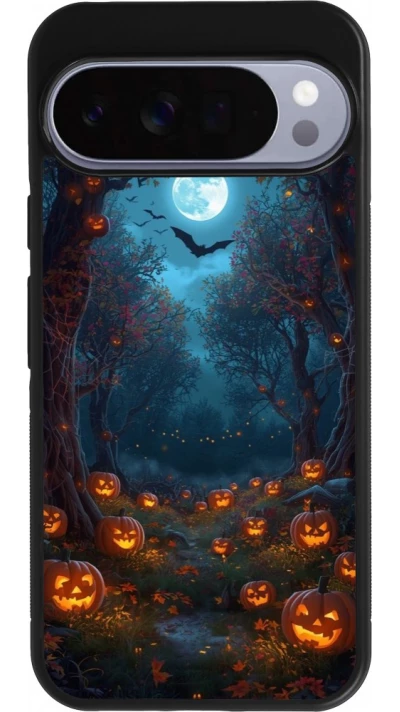Google Pixel 10 Pro XL Case Hülle - Silikon schwarz Halloween 2026 Road of Pumpkins