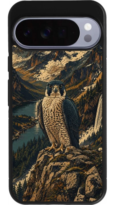 Coque Google Pixel 10 Pro XL - Silicone rigide noir Linocut Faucun pèlerin