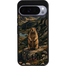 Coque Google Pixel 10 Pro XL - Silicone rigide noir Linocut Marmotte