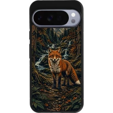 Coque Google Pixel 10 Pro XL - Silicone rigide noir Linocut Renard