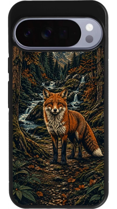 Coque Google Pixel 10 Pro XL - Silicone rigide noir Linocut Renard