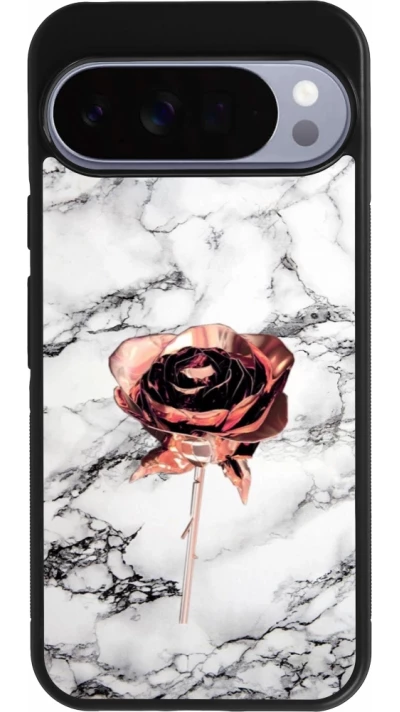 Google Pixel 10 Pro XL Case Hülle - Silikon schwarz Marble Rose Gold