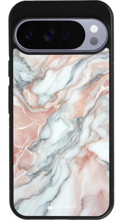 Google Pixel 10 Pro XL Case Hülle - Silikon schwarz Rosa Leuchtender Marmor