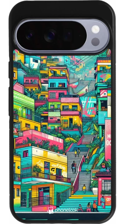 Google Pixel 10 Pro XL Case Hülle - Silikon schwarz Medellin Comuna 13 Kunst