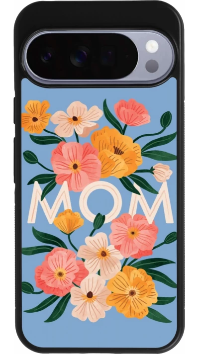 Google Pixel 10 Pro XL Case Hülle - Silikon schwarz Mom 2026 Flowers