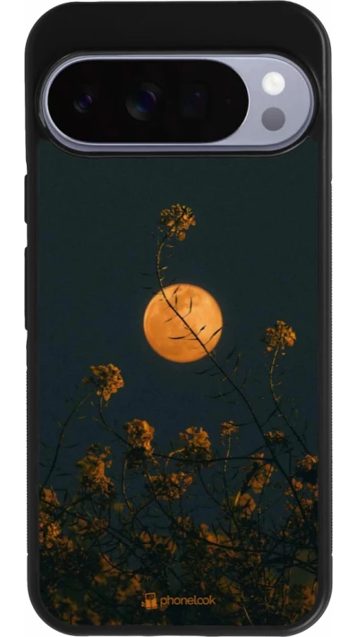 Google Pixel 10 Pro XL Case Hülle - Silikon schwarz Moon Flowers