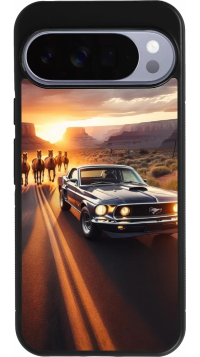 Google Pixel 10 Pro XL Case Hülle - Silikon schwarz Mustang 69 Grand Canyon