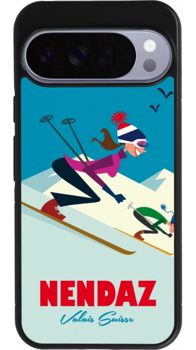 Google Pixel 10 Pro XL Case Hülle - Silikon schwarz Nendaz Ski Downhill