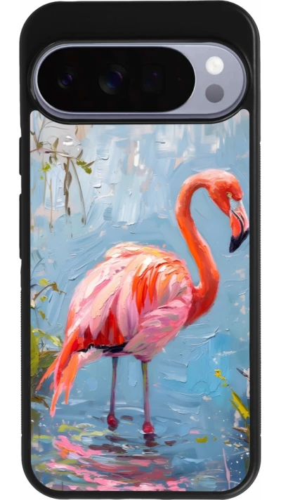 Google Pixel 10 Pro XL Case Hülle - Silikon schwarz Paint Flamingo