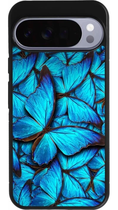 Google Pixel 10 Pro XL Case Hülle - Silikon schwarz Papillon bleu