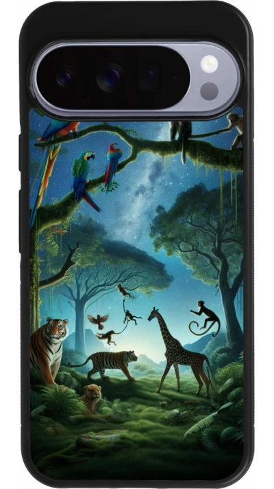 Google Pixel 10 Pro XL Case Hülle - Silikon schwarz Paradies der exotischen Tiere