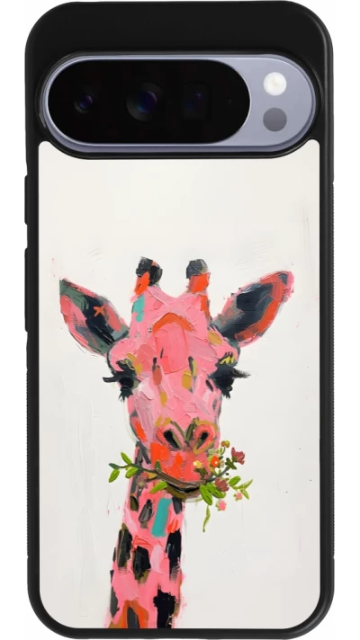 Google Pixel 10 Pro XL Case Hülle - Silikon schwarz Pink Girafe Paint