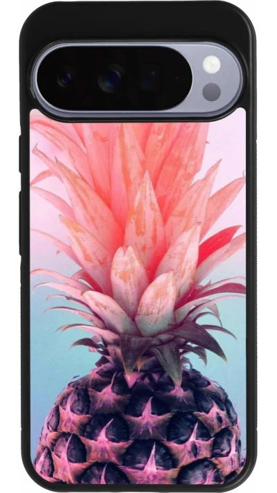 Google Pixel 10 Pro XL Case Hülle - Silikon schwarz Purple Pink Pineapple