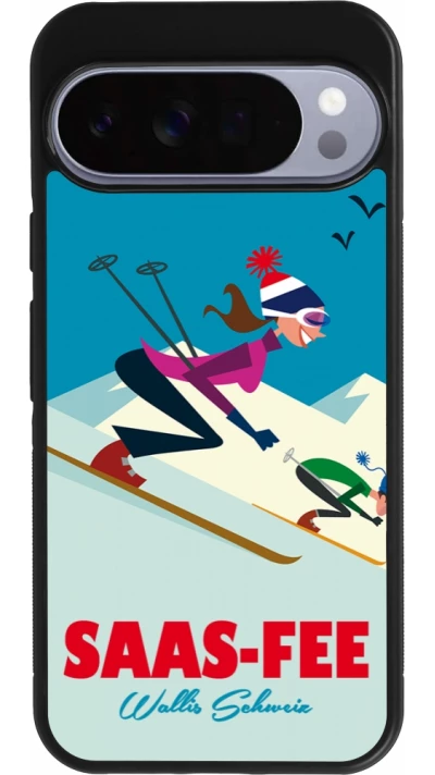 Google Pixel 10 Pro XL Case Hülle - Silikon schwarz Saas-Fee Ski Downhill