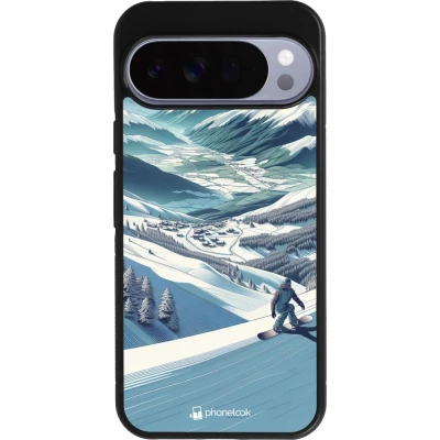 Google Pixel 10 Pro XL Case Hülle - Silikon schwarz Snowboarder Berg