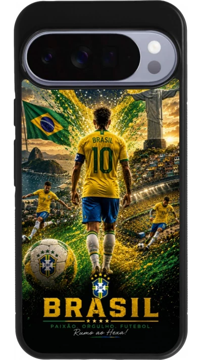 Google Pixel 10 Pro XL Case Hülle - Silikon schwarz Fussball Brasilien splash 2026