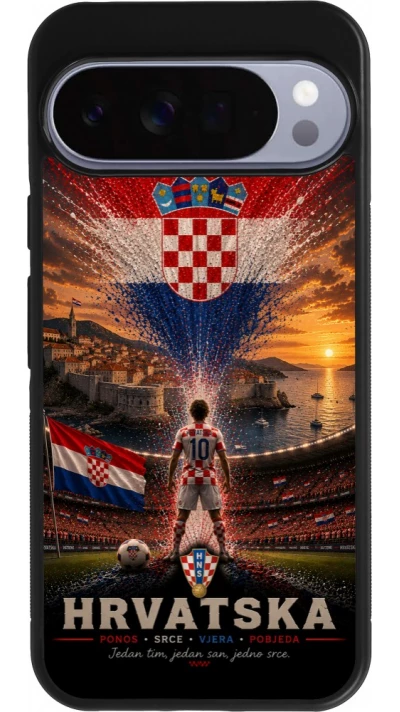 Google Pixel 10 Pro XL Case Hülle - Silikon schwarz Fussball Kroatien splash 2026