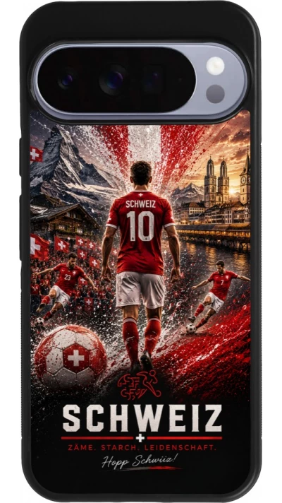 Google Pixel 10 Pro XL Case Hülle - Silikon schwarz Fussball Schweiz splash 2026