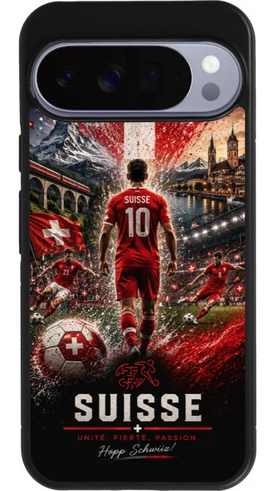 Google Pixel 10 Pro XL Case Hülle - Silikon schwarz Fussball Suisse splash 2026