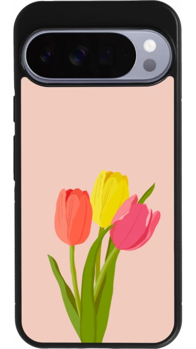 Google Pixel 10 Pro XL Case Hülle - Silikon schwarz Spring 23 tulip trio