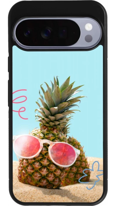 Google Pixel 10 Pro XL Case Hülle - Silikon schwarz Pineapple with glasses Summer 2026
