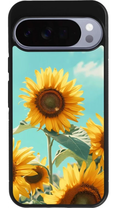 Google Pixel 10 Pro XL Case Hülle - Silikon schwarz Sunflowers Summer 2026