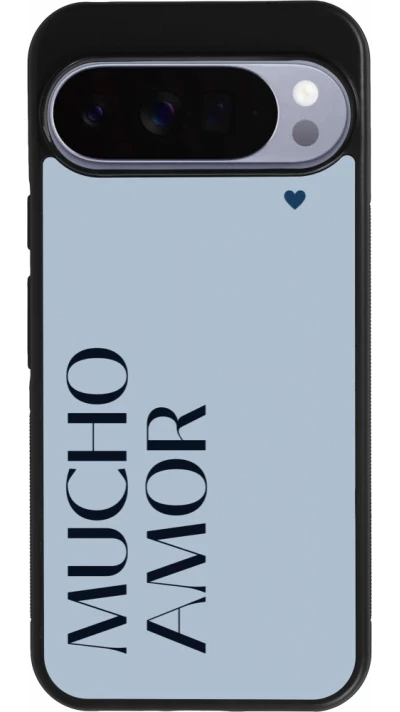 Google Pixel 10 Pro XL Case Hülle - Silikon schwarz Valentine 2024 mucho amor azul