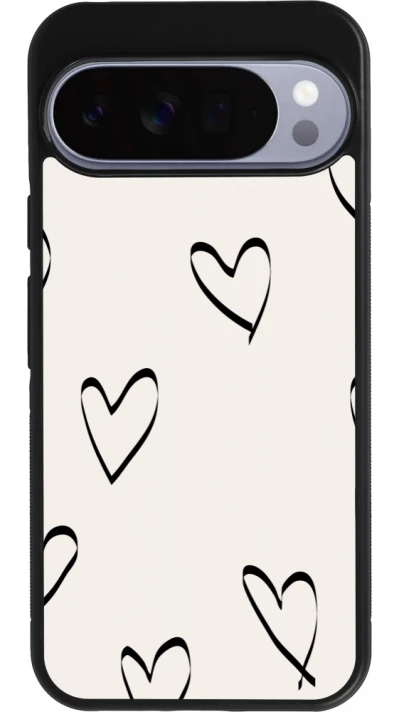 Google Pixel 10 Pro XL Case Hülle - Silikon schwarz Valentine 2023 minimalist hearts