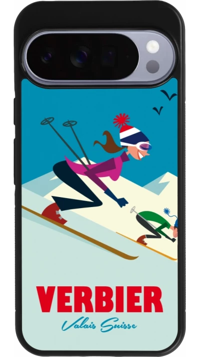 Google Pixel 10 Pro XL Case Hülle - Silikon schwarz Verbier Ski Downhill