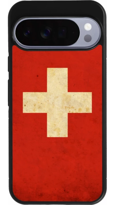Google Pixel 10 Pro XL Case Hülle - Silikon schwarz Vintage Flag SWISS