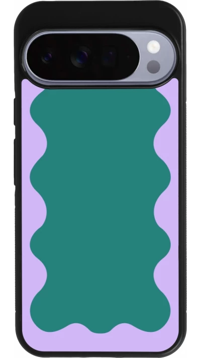 Google Pixel 10 Pro XL Case Hülle - Silikon schwarz Wavy Rectangle Green Purple
