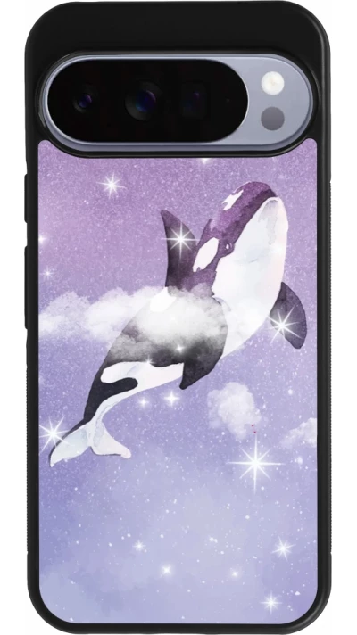 Google Pixel 10 Pro XL Case Hülle - Silikon schwarz Whale in sparking stars