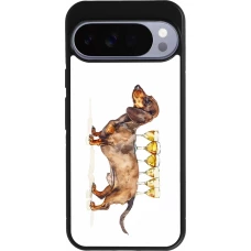 Google Pixel 10 Pro XL Case Hülle - Silikon schwarz Wine Teckel