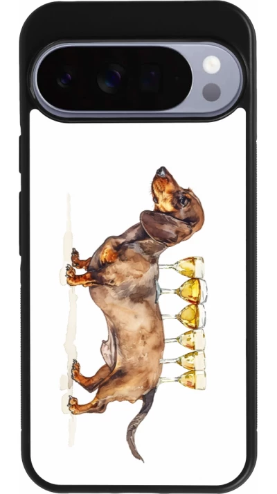 Google Pixel 10 Pro XL Case Hülle - Silikon schwarz Wine Teckel