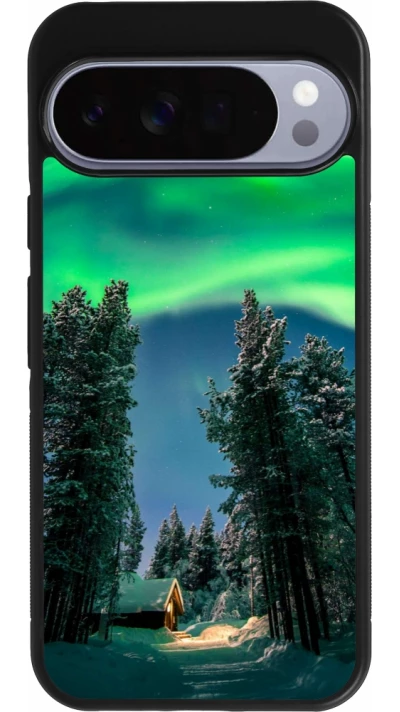 Google Pixel 10 Pro XL Case Hülle - Silikon schwarz Winter 22 Northern Lights